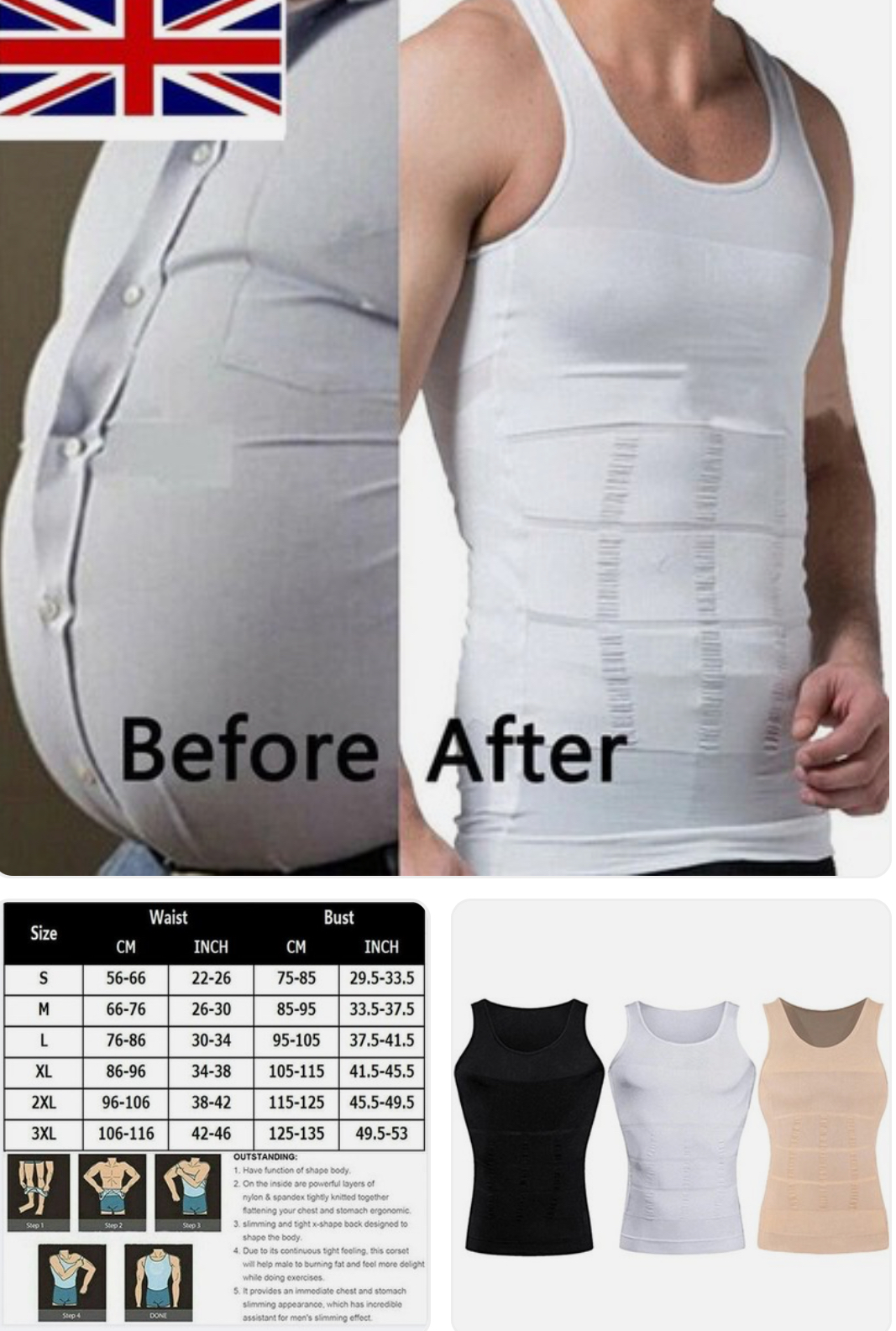 MEN SLIMMING BODY SHAPER COMPRESSION UNDERWEAR SHIRT - Image 6